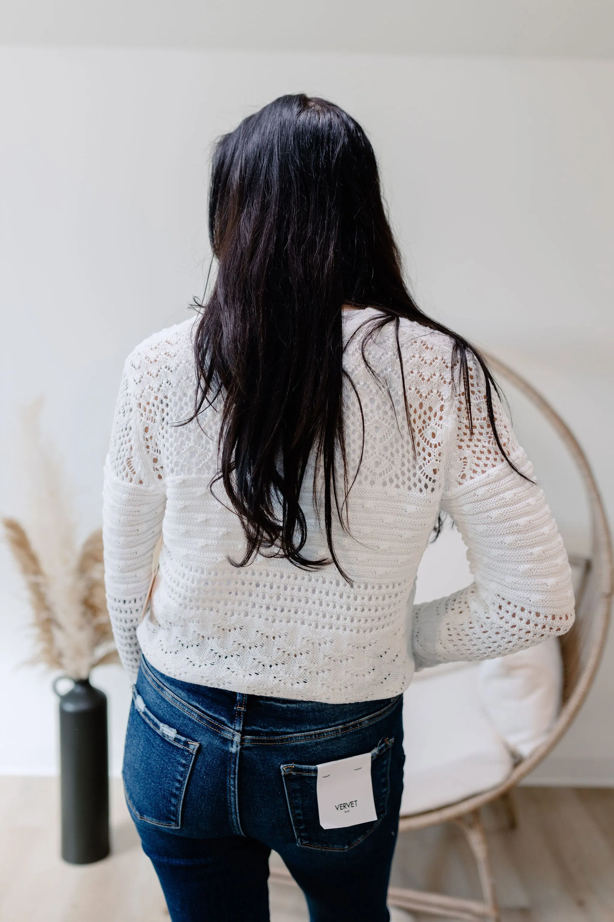 { DEX } Pointelle Knit Cardigan