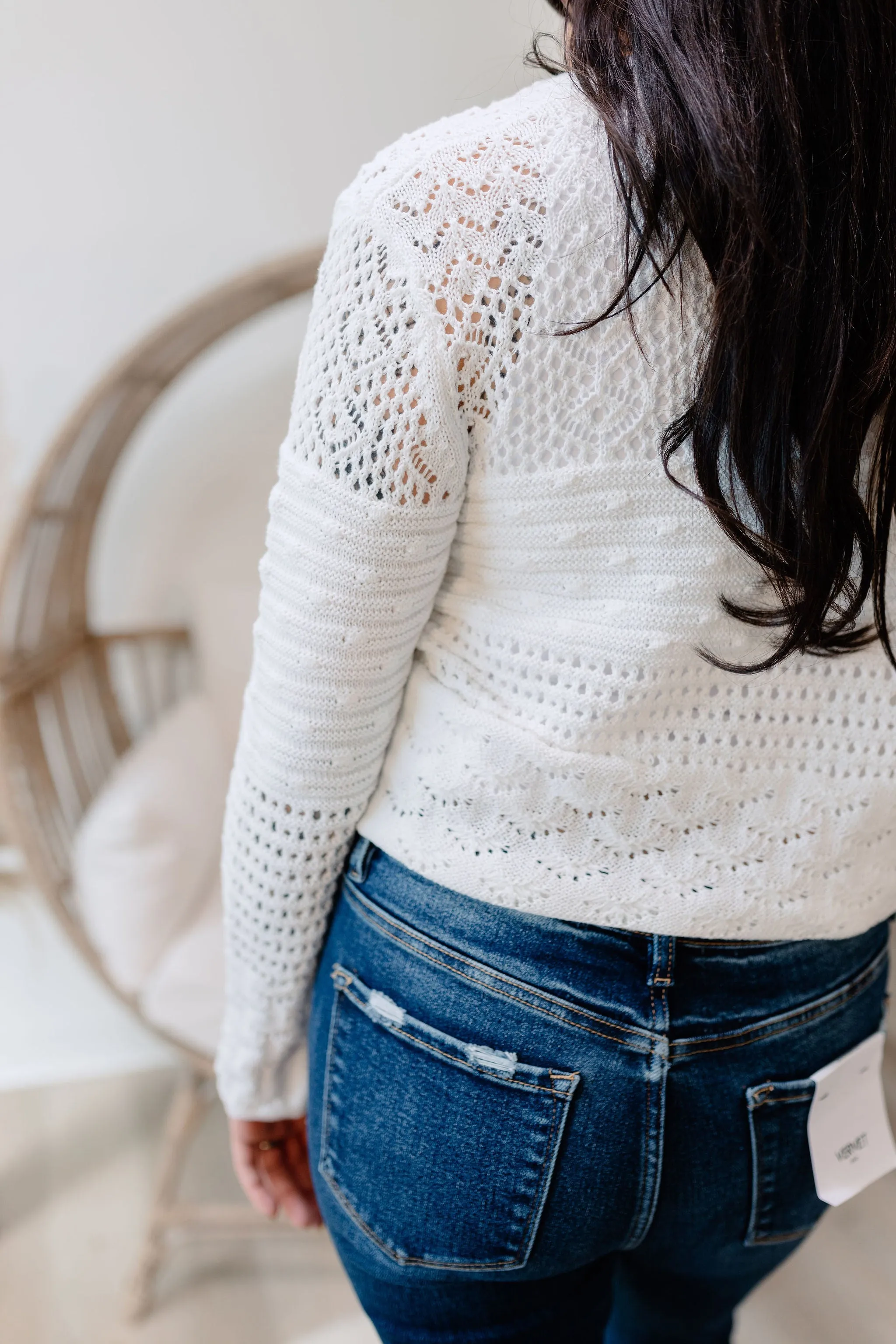 { DEX } Pointelle Knit Cardigan