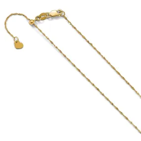 1 mm Adjustable Singapore Chain Necklace in 10K Yellow Gold, 22 Inch