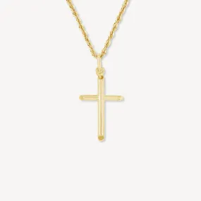 10K Gold Tube Cross Necklace