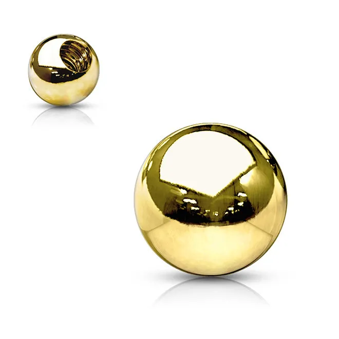 14K Gold Externally Threaded Belly Ring Replacement Balls - No Gems