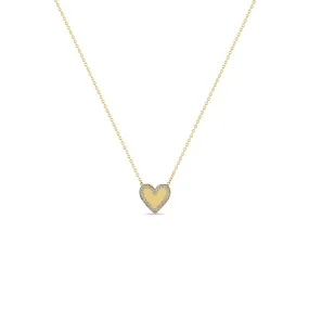 14k Gold Heart with Pavé Diamond Border Necklace