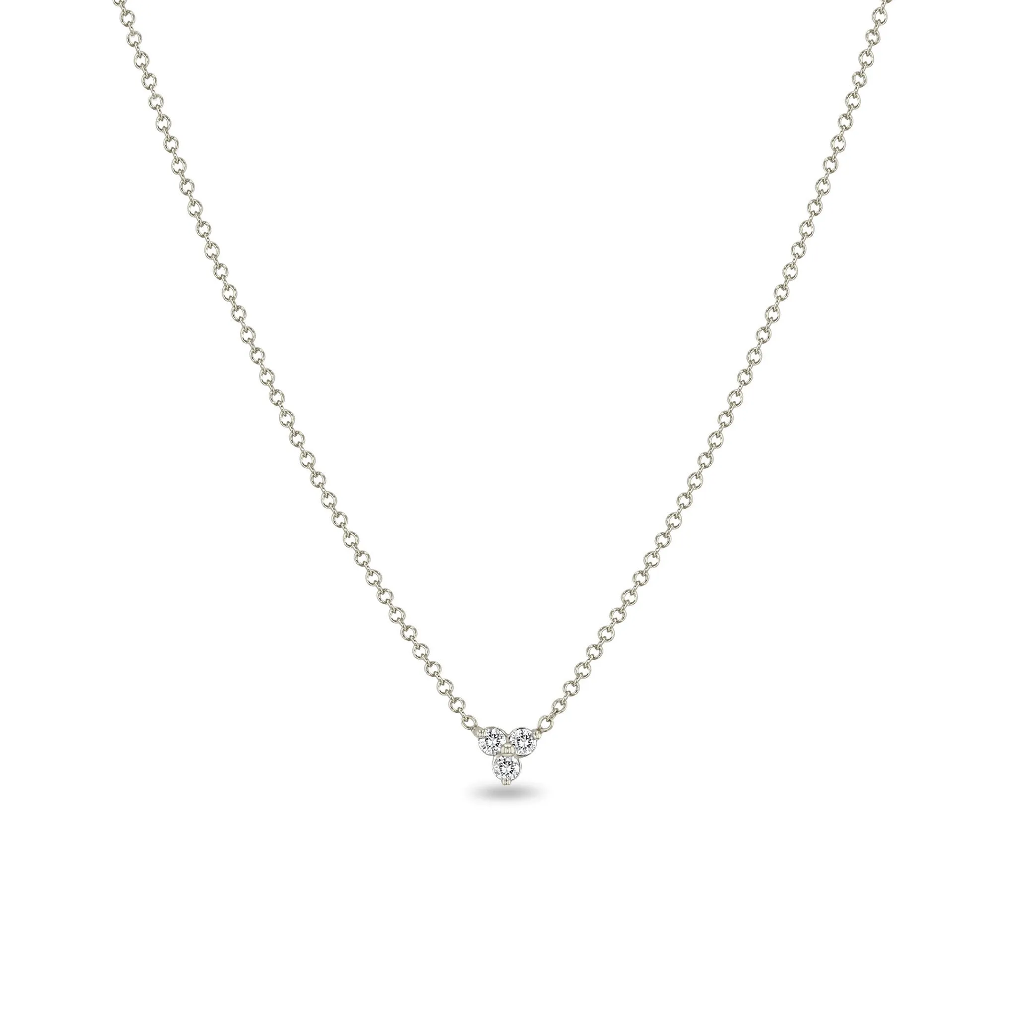 14k Prong Diamond Trio Necklace