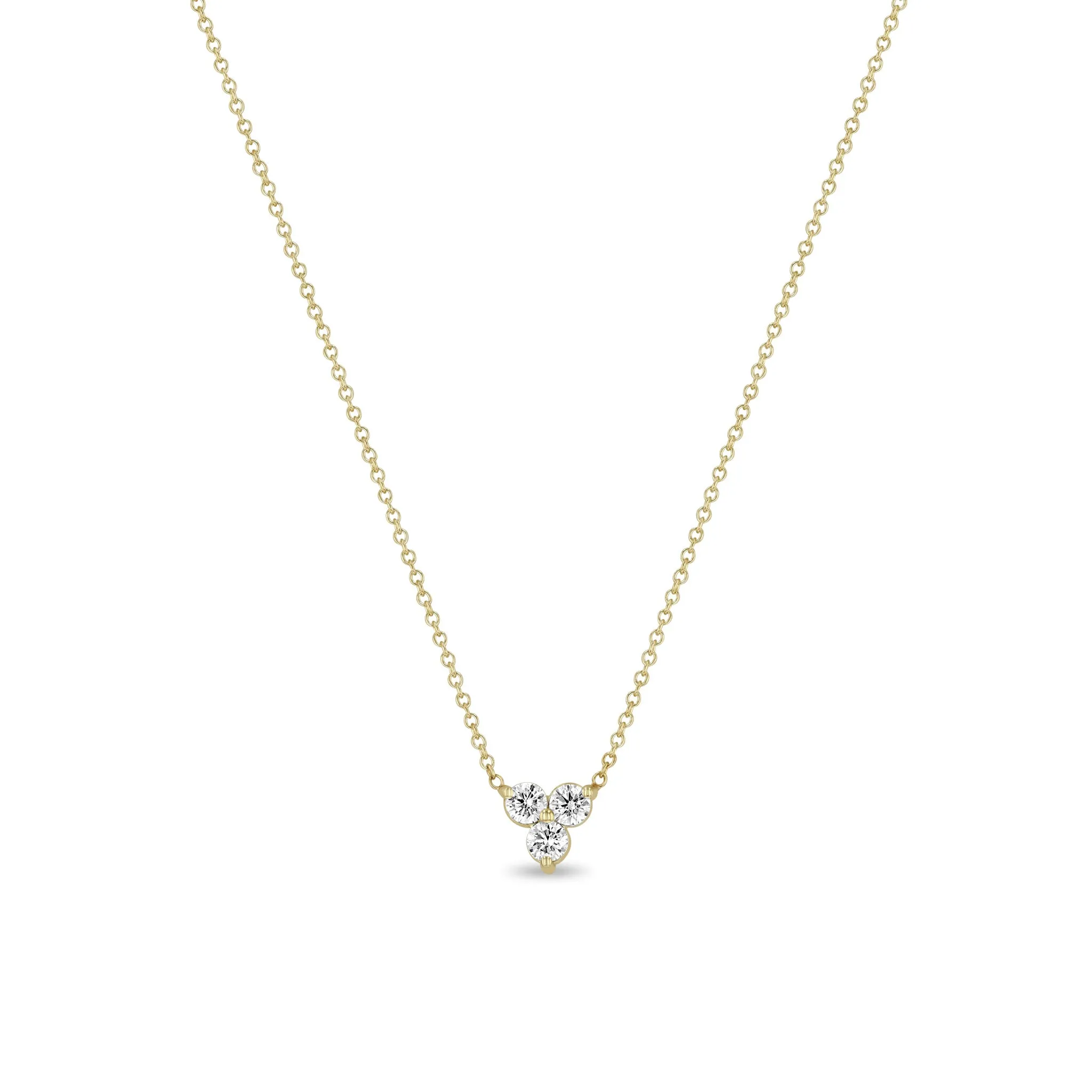 14k Prong Diamond Trio Necklace