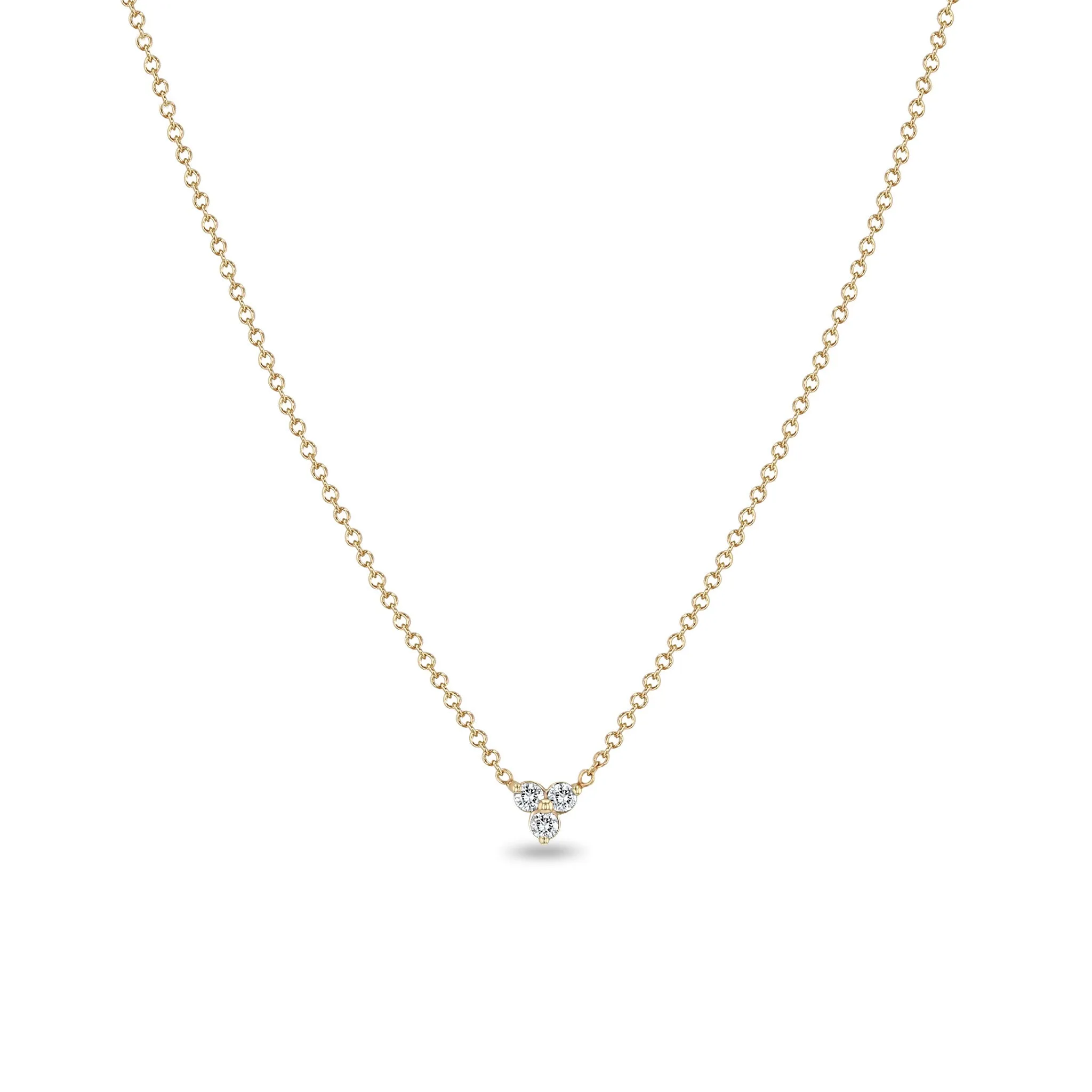 14k Prong Diamond Trio Necklace