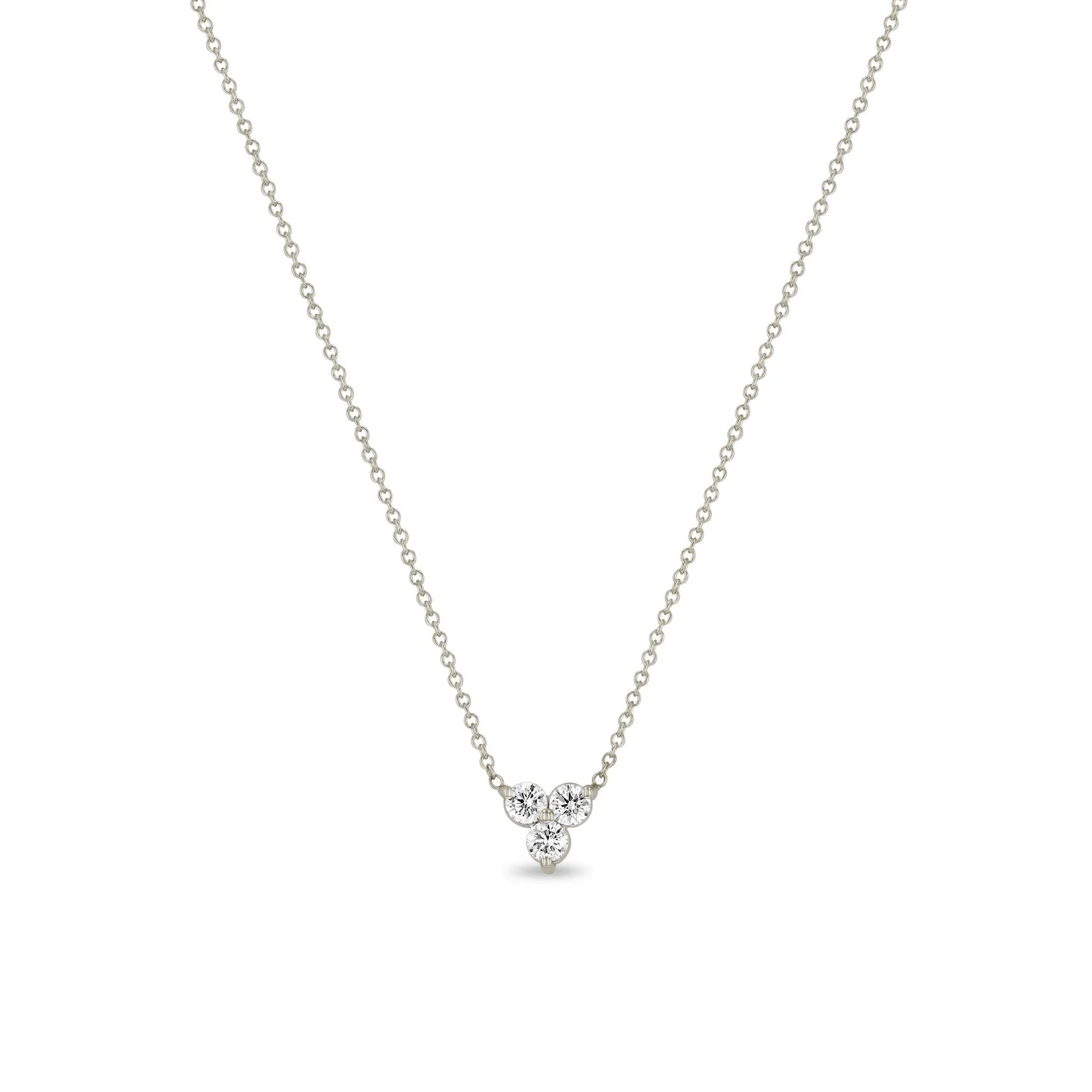 14k Prong Diamond Trio Necklace