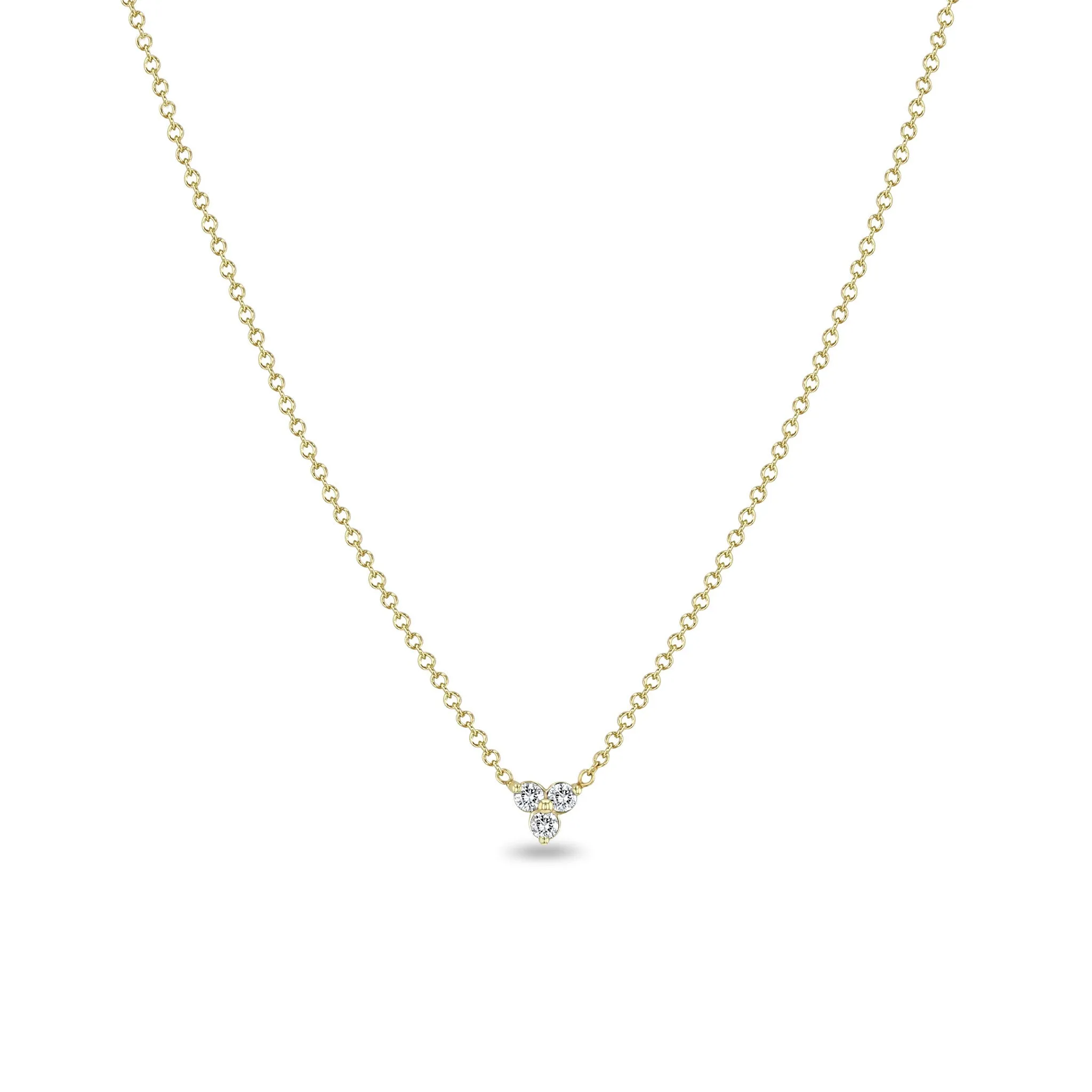 14k Prong Diamond Trio Necklace