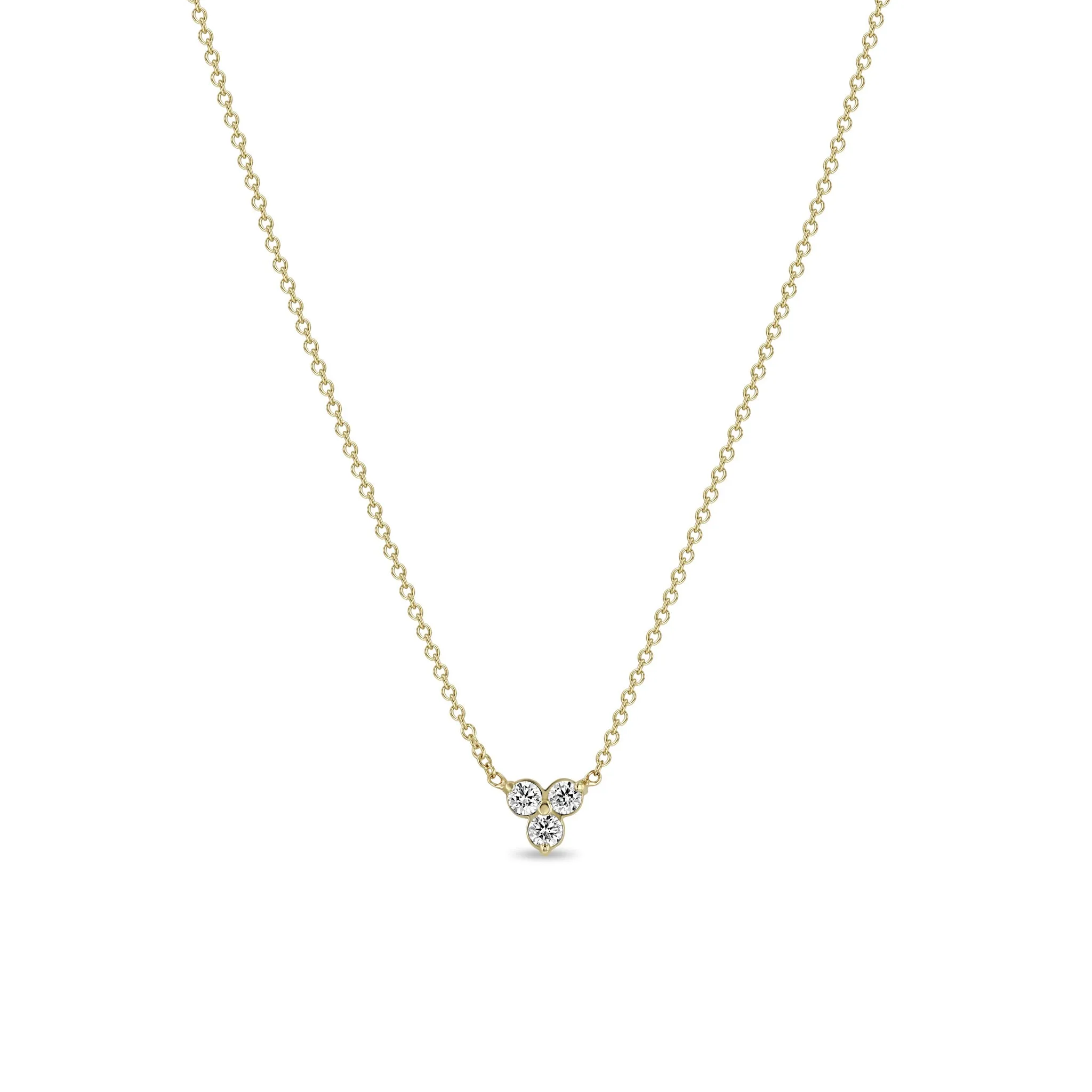 14k Prong Diamond Trio Necklace