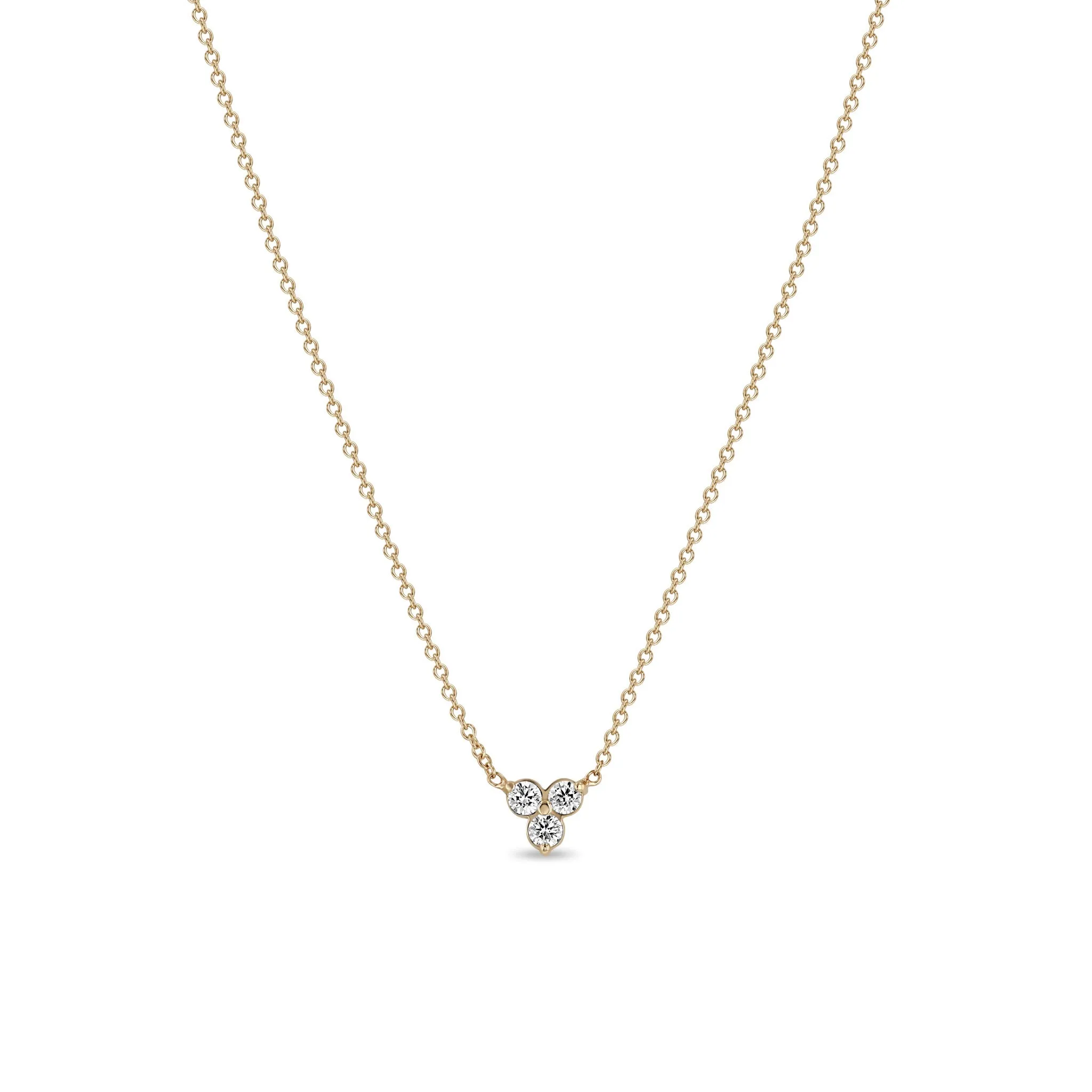 14k Prong Diamond Trio Necklace