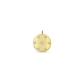 14k Single Scattered Star Set Diamonds Aura Disc Charm Pendant