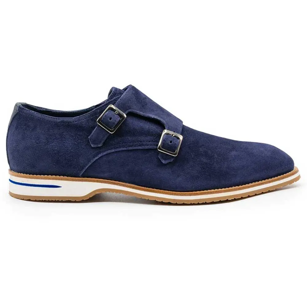 56-100-NVY LEGERRA Sueded Goatskin Monkstrap, Navy