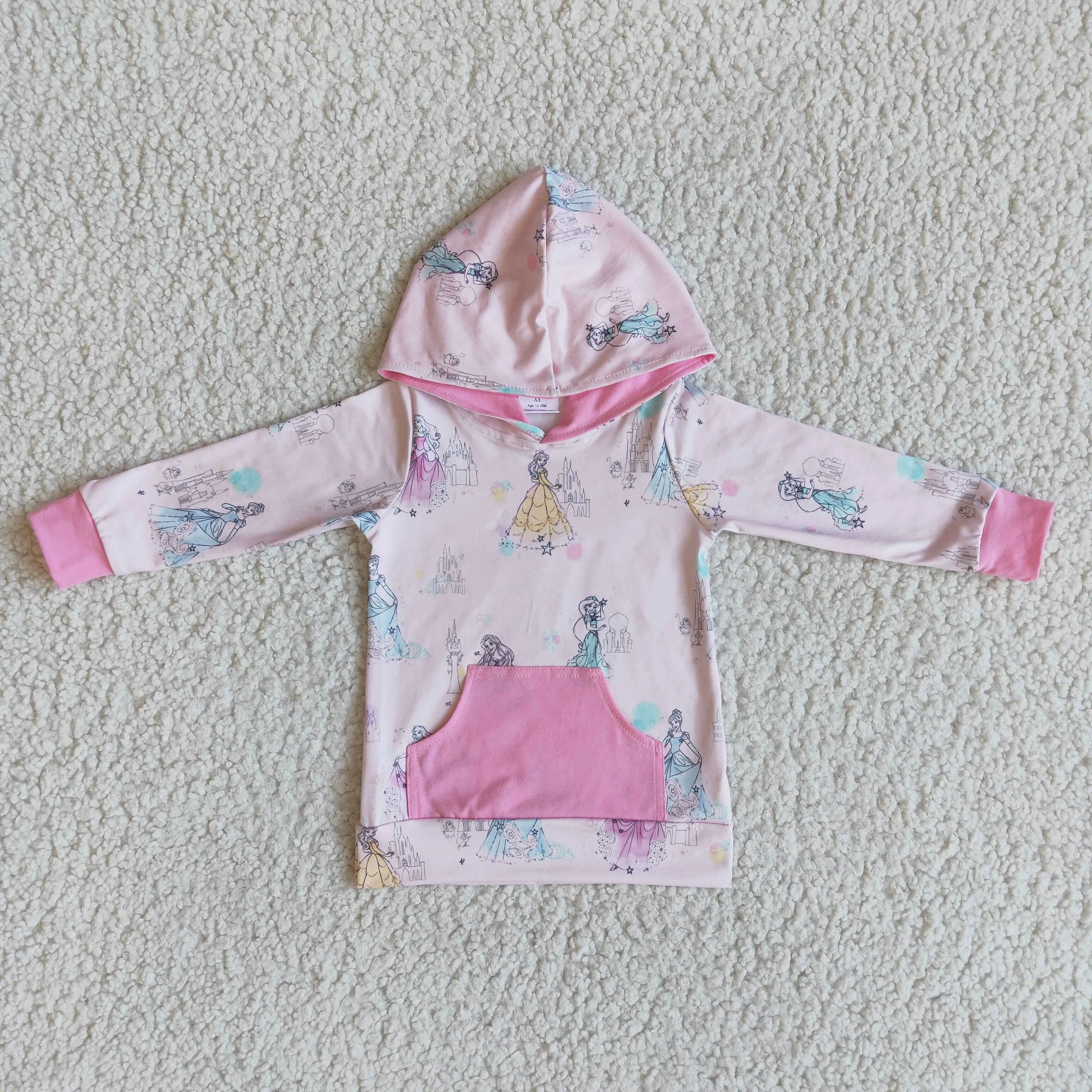 6 A11-22 girl pink princess long sleeve hoodies top