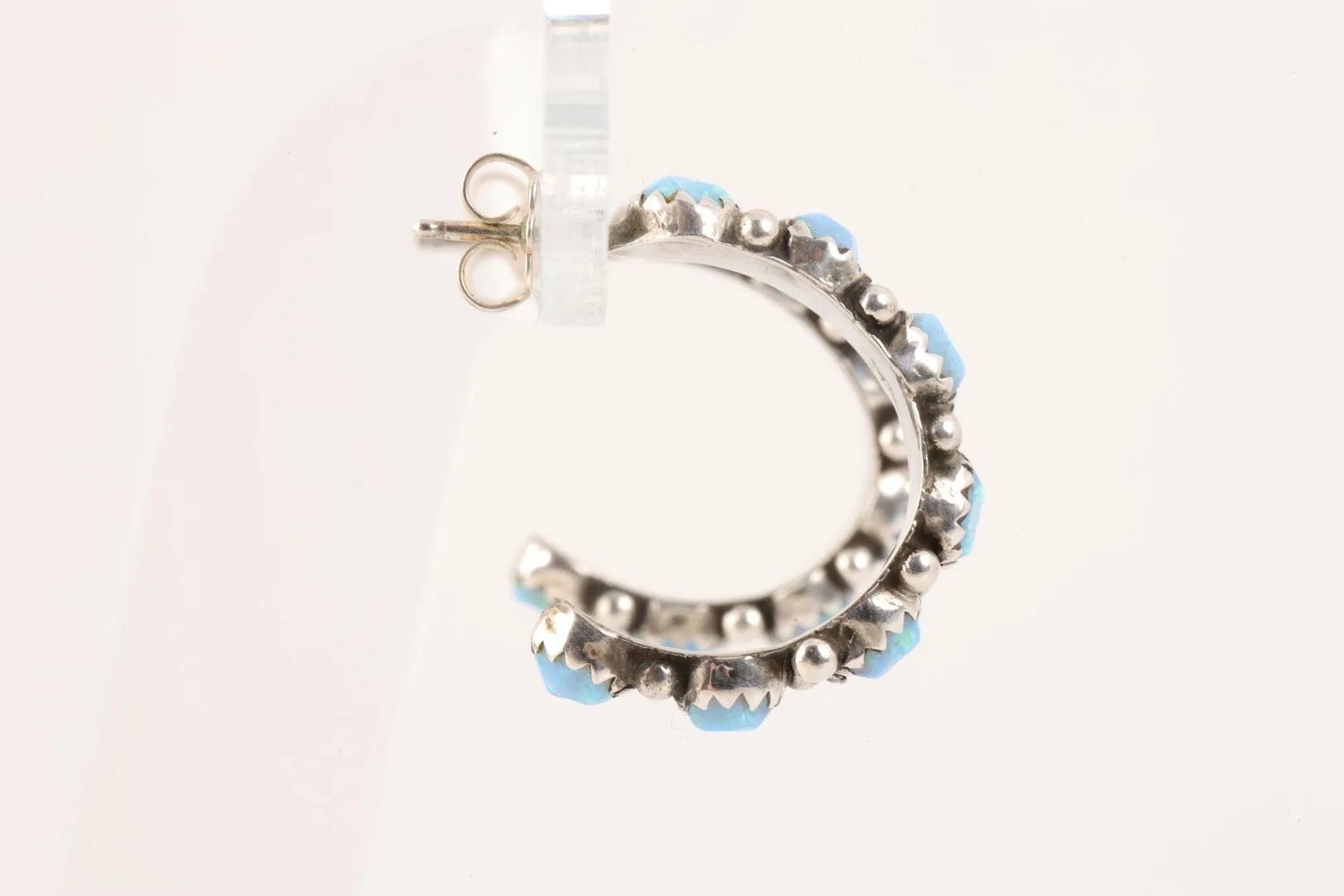 925 Silver Blue Opal Hoop Earrings (4.70g.)