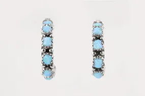 925 Silver Blue Opal Hoop Earrings (4.70g.)