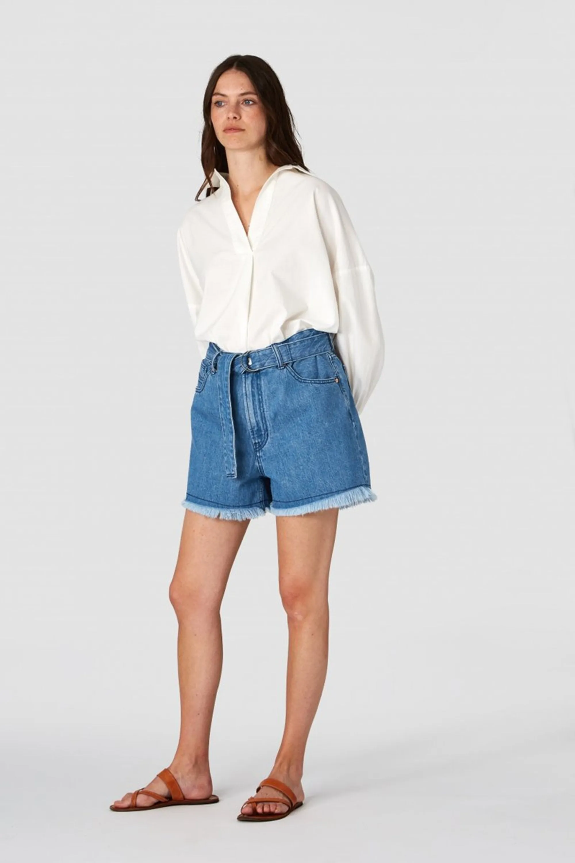 alice belted shorts light marble