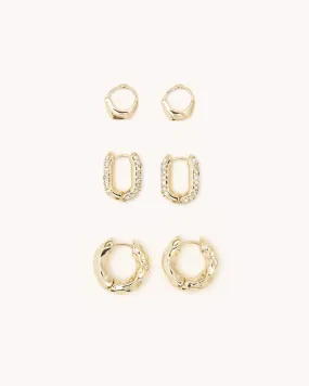 AMOURA EARRING 3 PACK - GOLD PLATED 18K