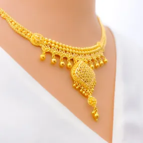 Attractive Dangling Tassel 22k Gold Necklace Set