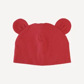 bear beanie | red | organic cotton single rib