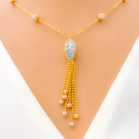 Beautiful Blue 22k Gold Pastel Meena Necklace