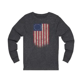 Betsy Ross Flag 13 Colonies Women's Long Sleeve Performance V-neck Tee