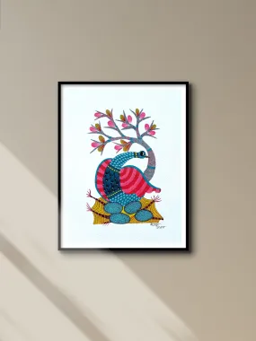 Bird in her nest: Gond art by Kailash Pradhan