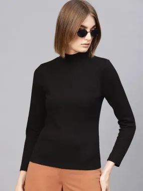 Black High Neck Rib Top