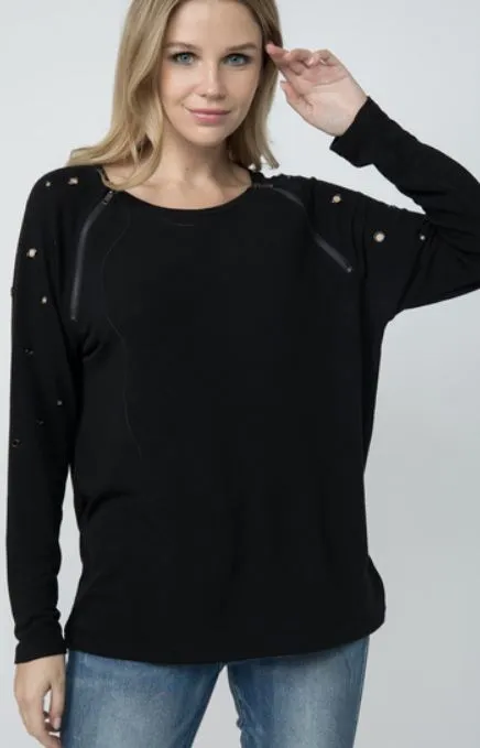 Black Zippered L/S w/ Grommets