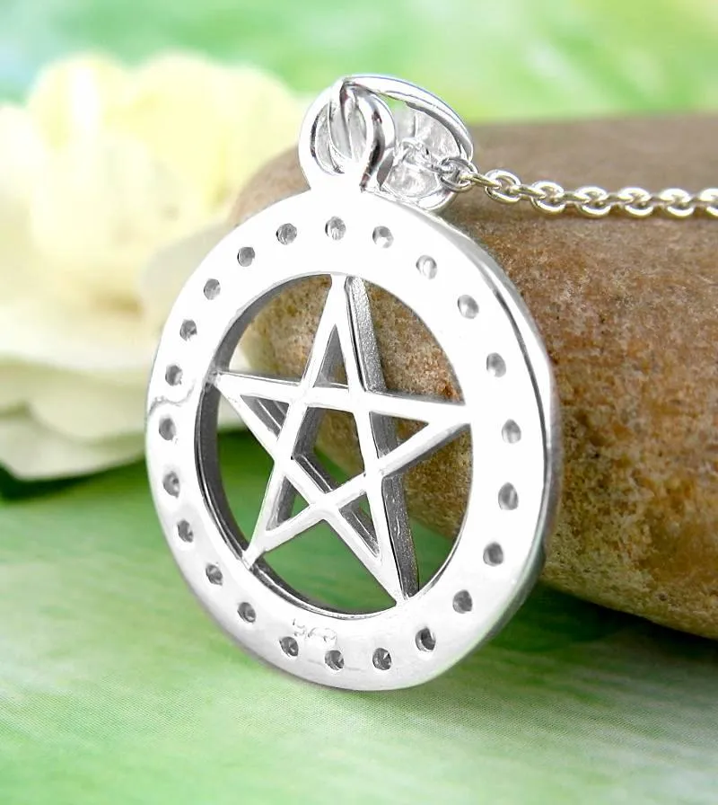 Bright Pentacle Pendant with Crystals