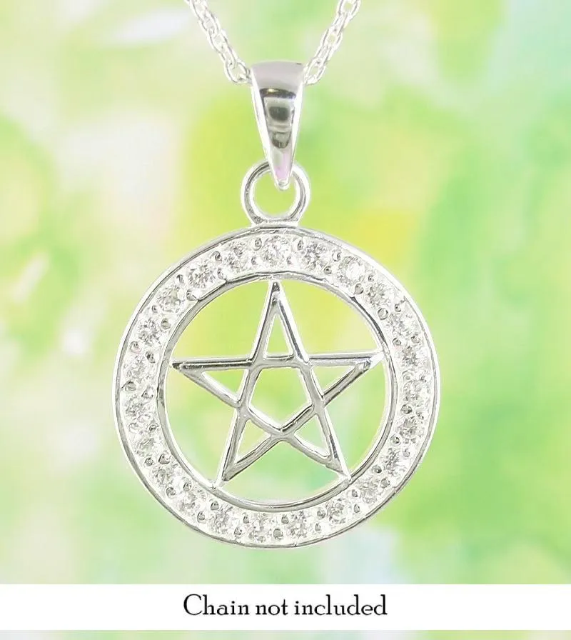 Bright Pentacle Pendant with Crystals