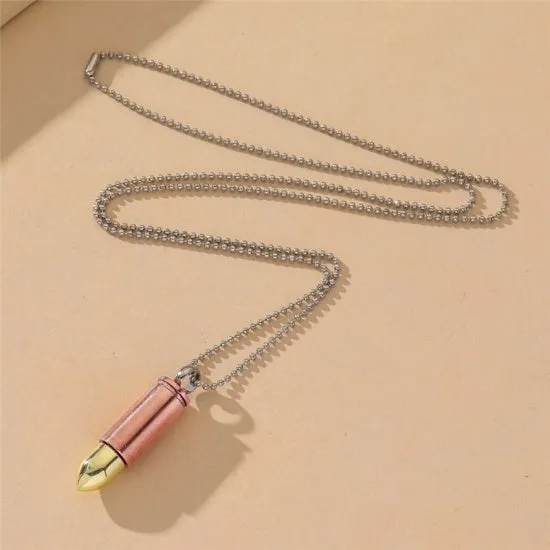 Bullet Cremation Ash Urn Charm Necklace, Copper and Gold jlr0308