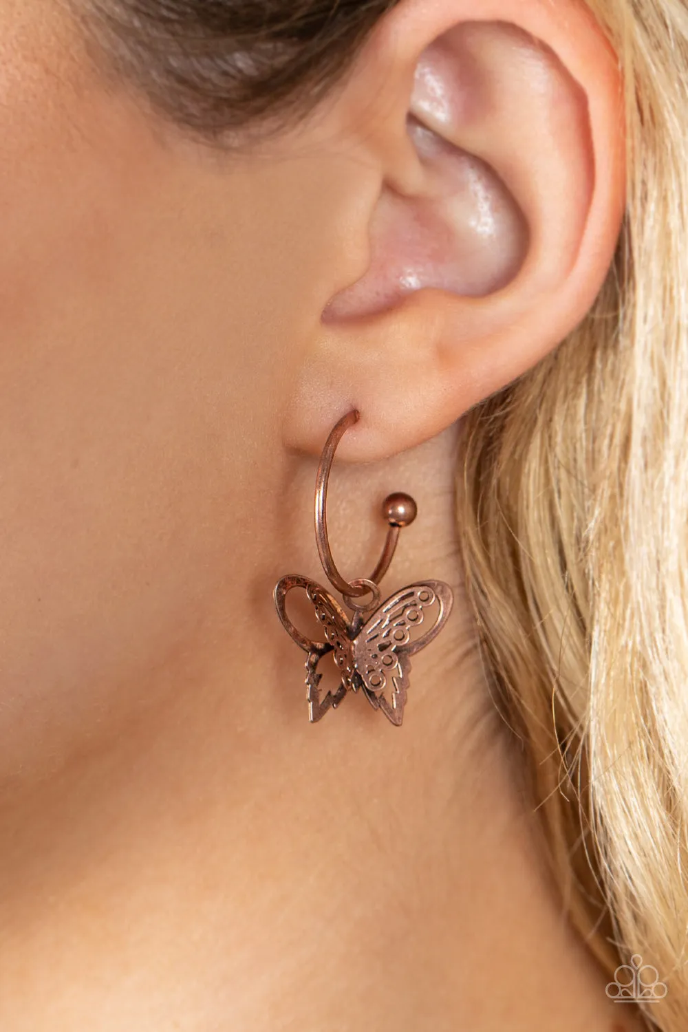 Butterfly Freestyle - Copper Hoop Earring