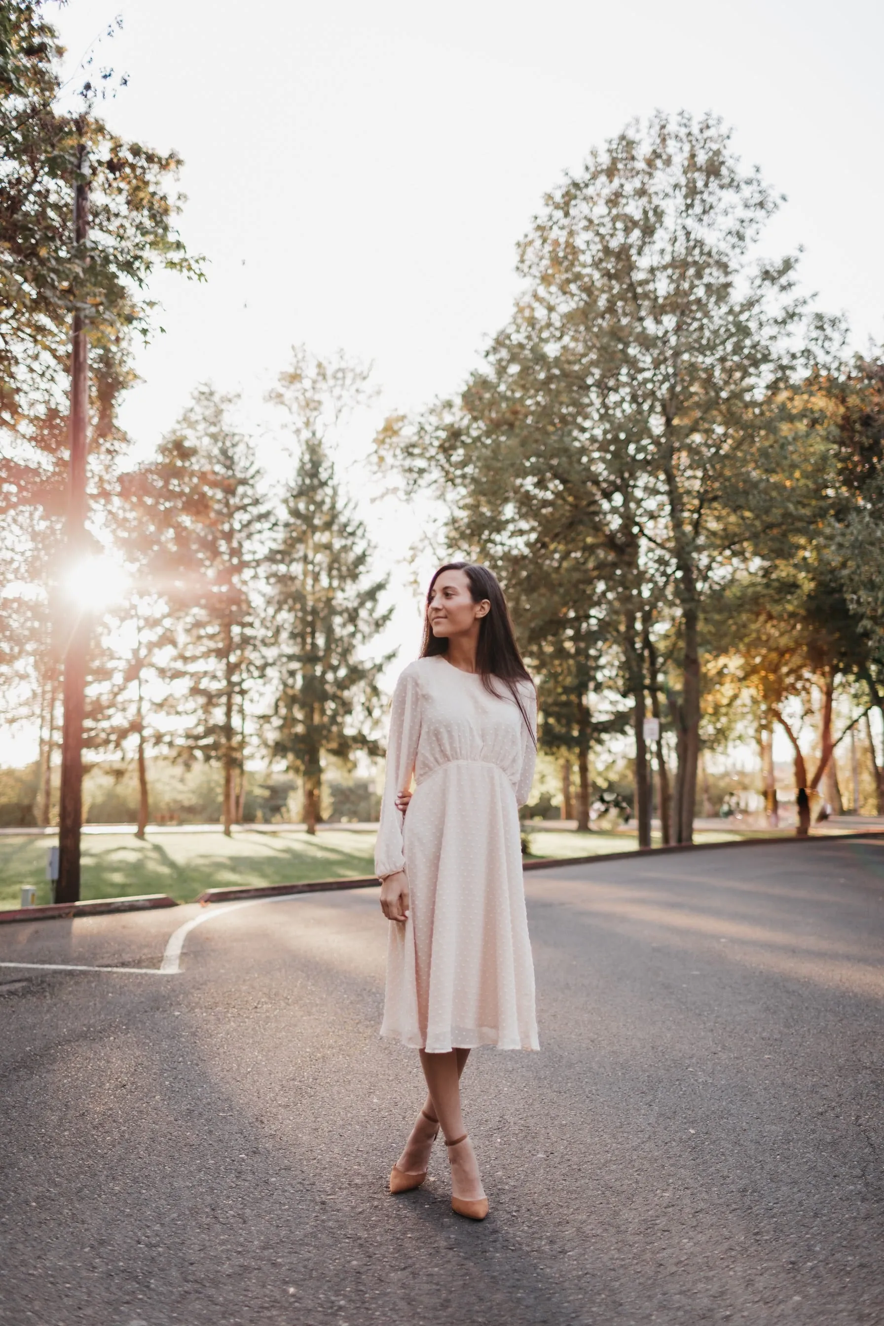 Colette Swiss Dot Dress in Ivory