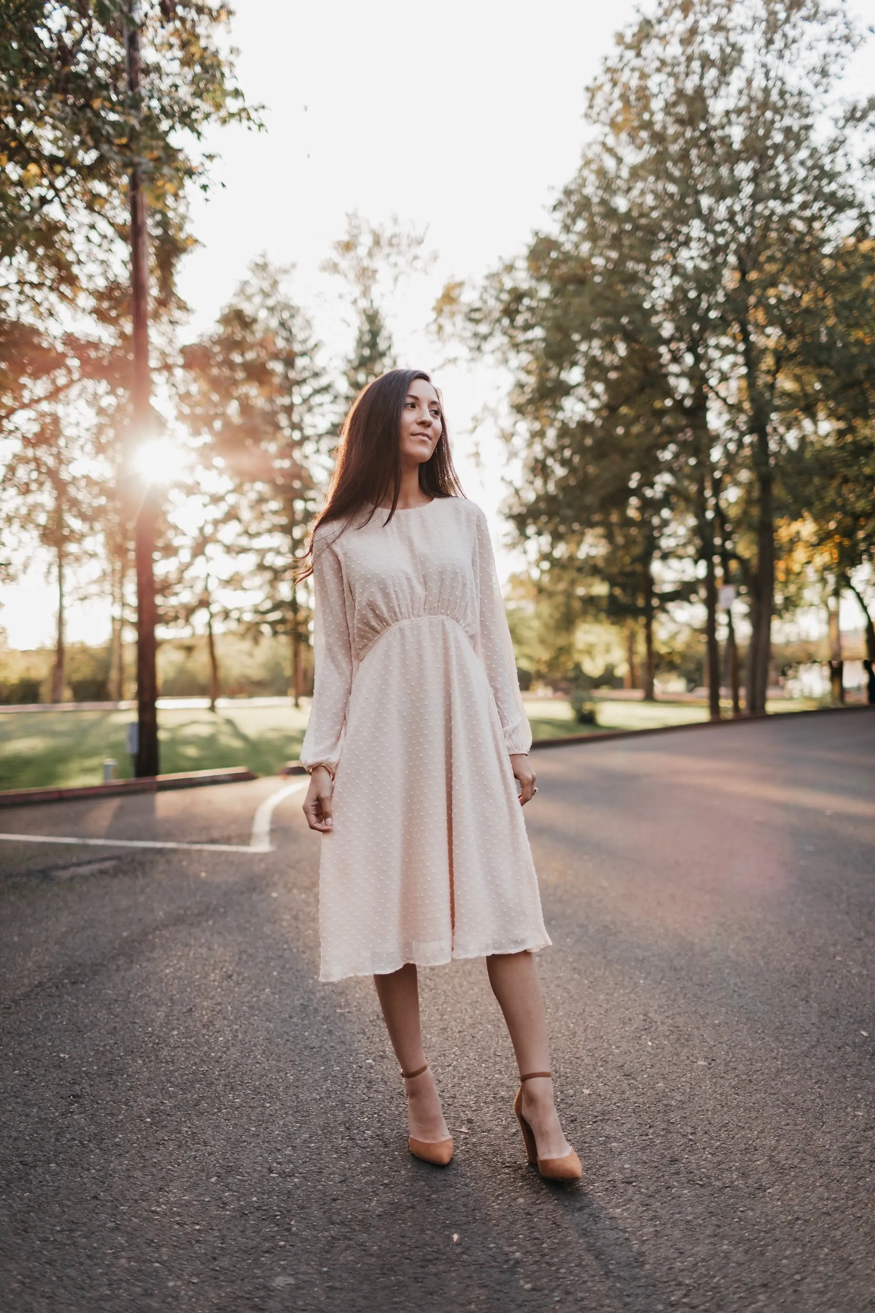 Colette Swiss Dot Dress in Ivory