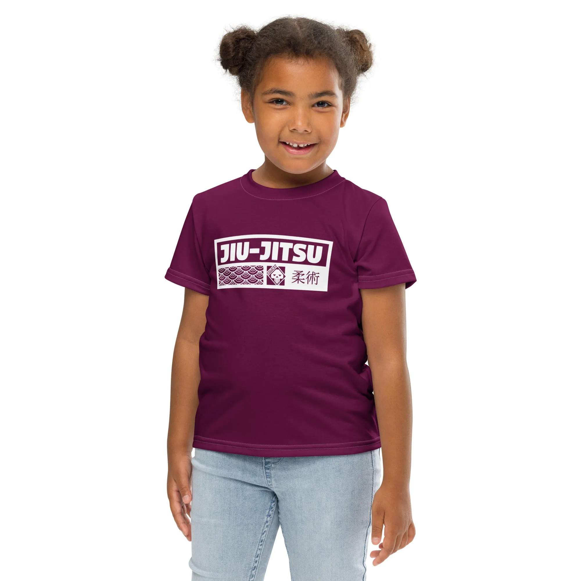 Colorful Confidence: Girl's Short Sleeve Jiu-Jitsu Rash Guard - Tyrian Purple