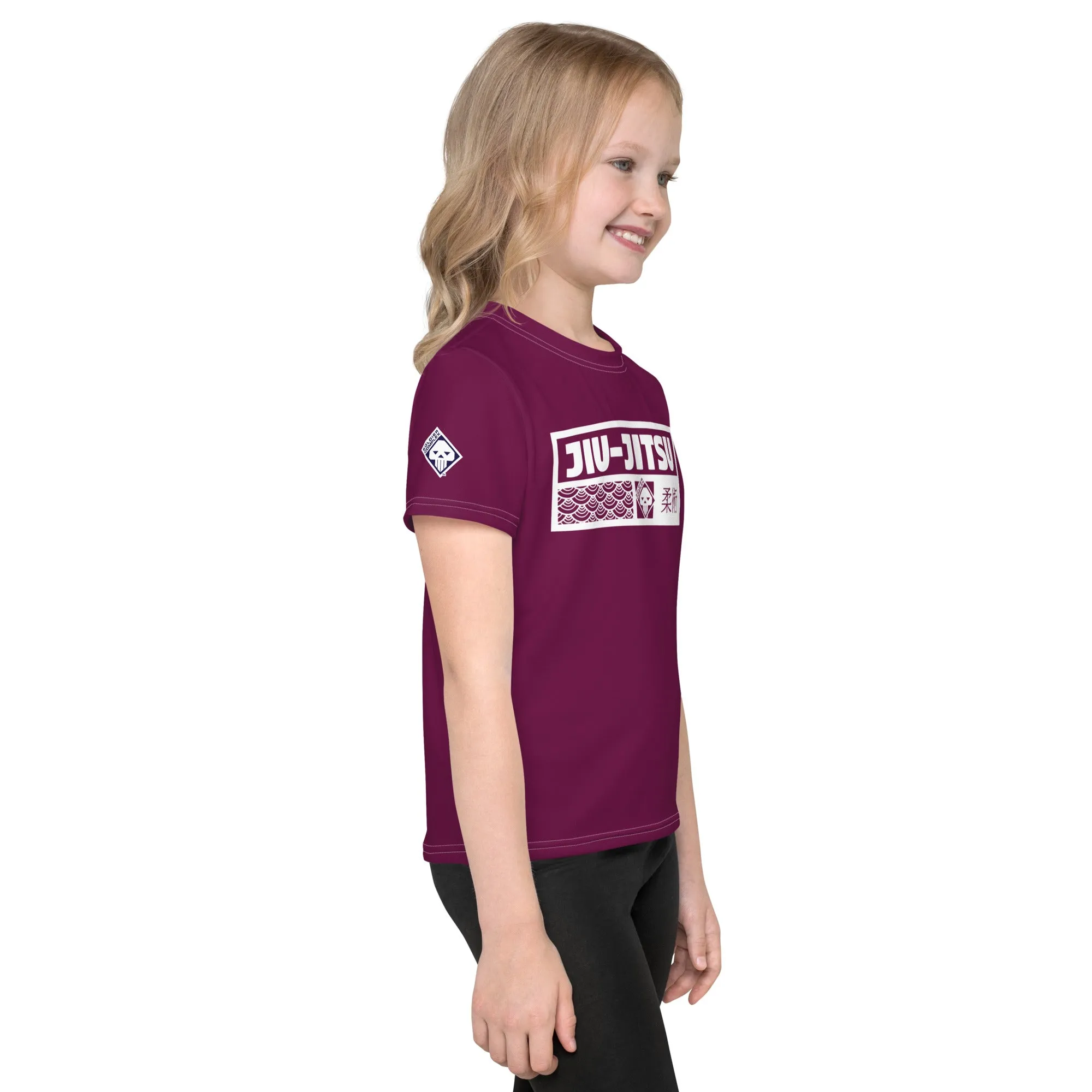 Colorful Confidence: Girl's Short Sleeve Jiu-Jitsu Rash Guard - Tyrian Purple