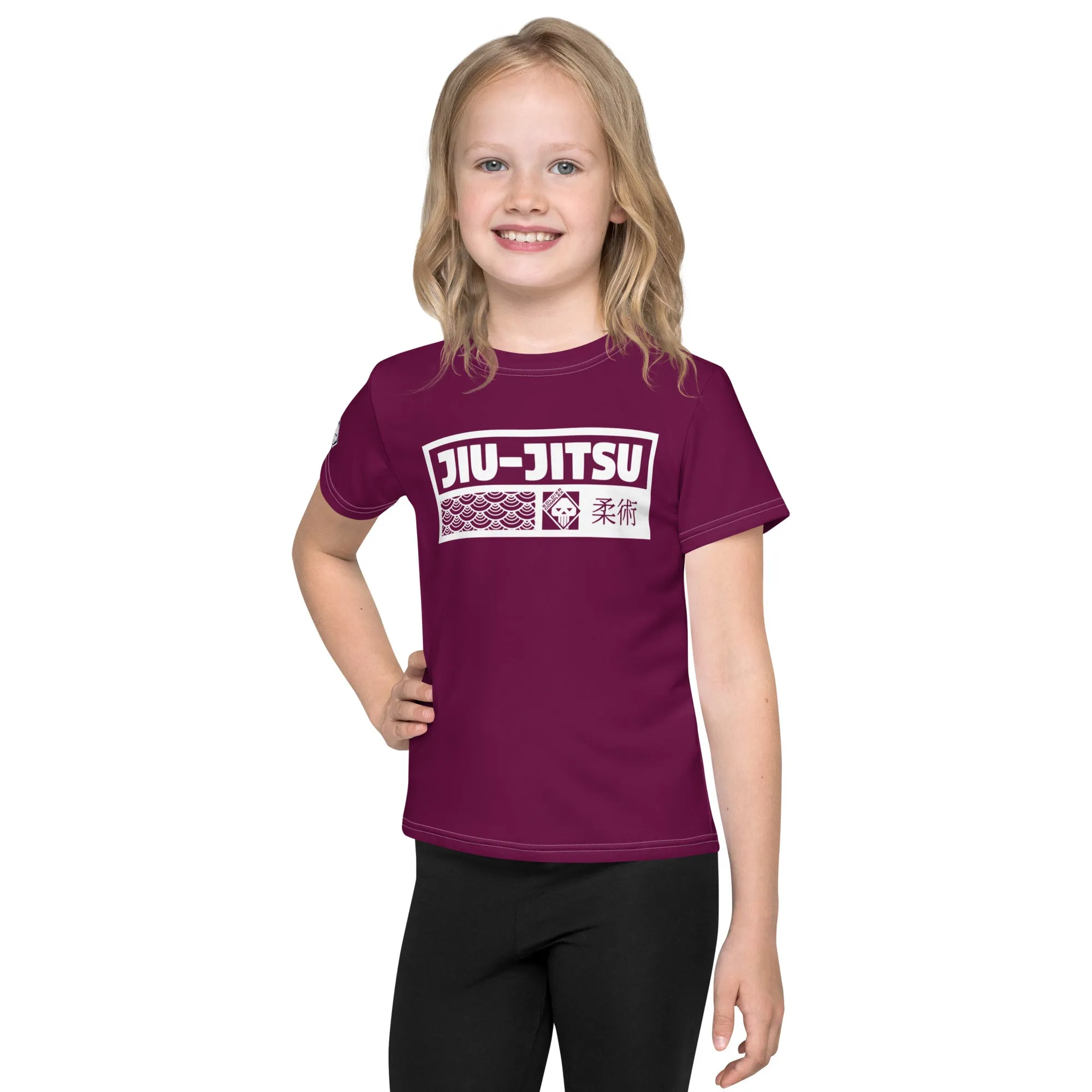 Colorful Confidence: Girl's Short Sleeve Jiu-Jitsu Rash Guard - Tyrian Purple