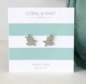 Coral And Mint Star Cluster Earrings