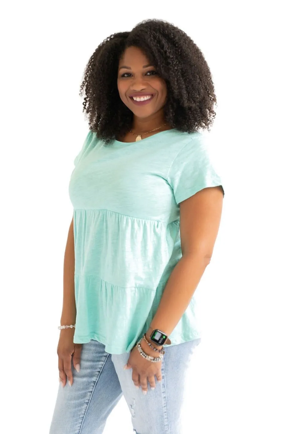 Cotton Nursing Top - Ruffle Mint