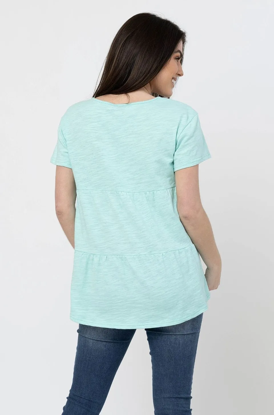 Cotton Nursing Top - Ruffle Mint