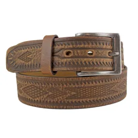 Cowboy Collection Men's Aztec Tooled Leather Belt