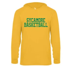 Curved Green Sycamore on Gold Hooded Performance Long Sleeve Tee