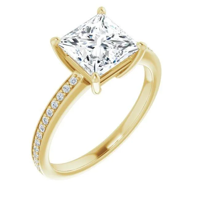 Darcy - Basket Set Engagement Ring with Accented Shank - Setting only