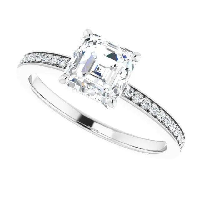 Darcy - Basket Set Engagement Ring with Accented Shank - Setting only