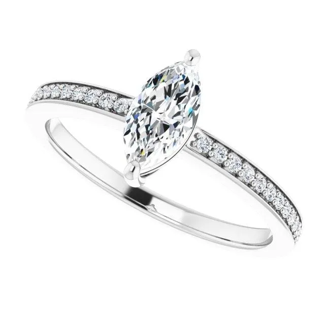 Darcy - Basket Set Engagement Ring with Accented Shank - Setting only