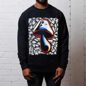 Doodle Shroom Front Print - Sweatshirt - Black