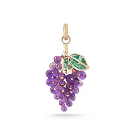 Emerald & Amethyst Sour Grapes Charm