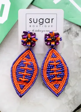 Extra Point Football Earring | Purple   Orange