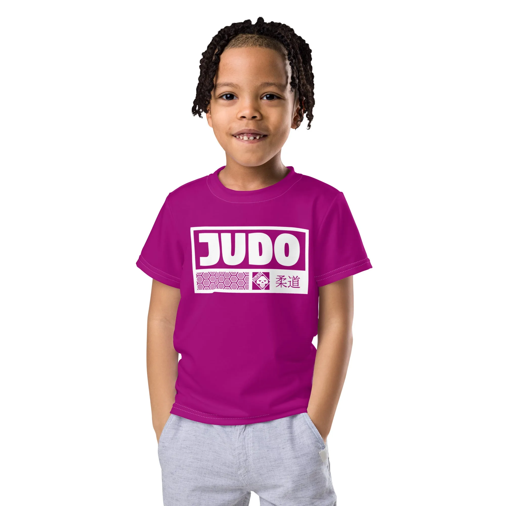 Fashionable Performance: Boy's Short Sleeve Judo Rash Guard - Vivid Purple