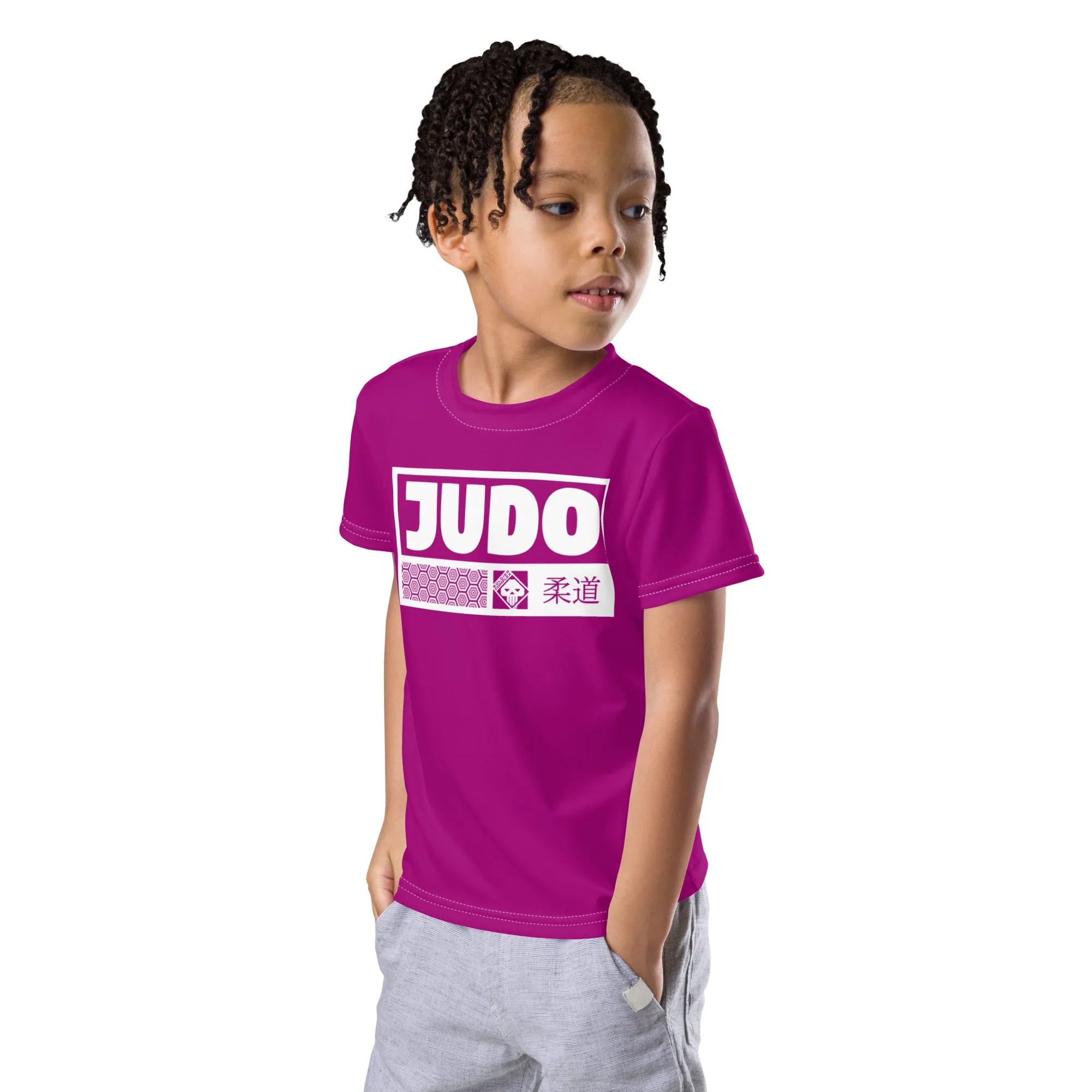 Fashionable Performance: Boy's Short Sleeve Judo Rash Guard - Vivid Purple