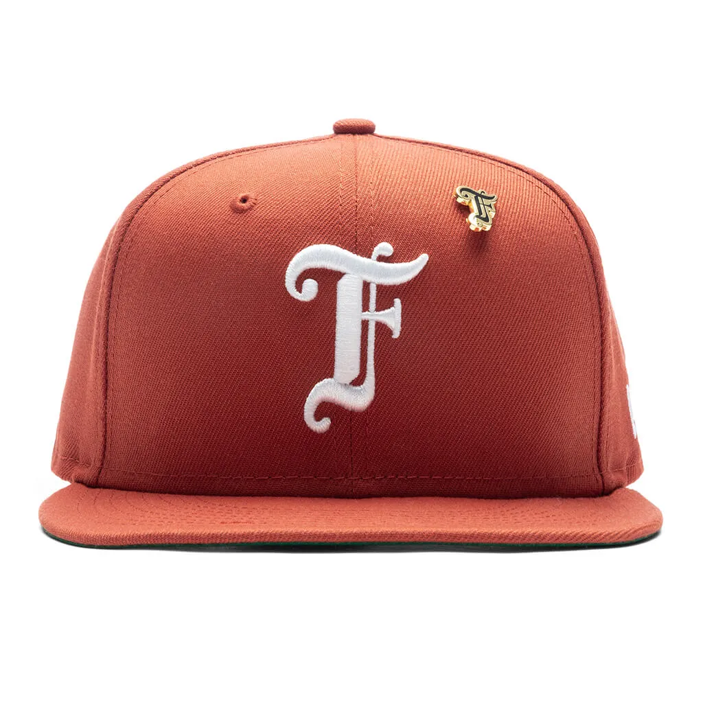 Feature x New Era Old English F Snapback Hat w/ Pin - Rust